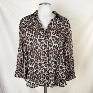 Alice + Olivia Animal Print Button Down Shirt Size Large